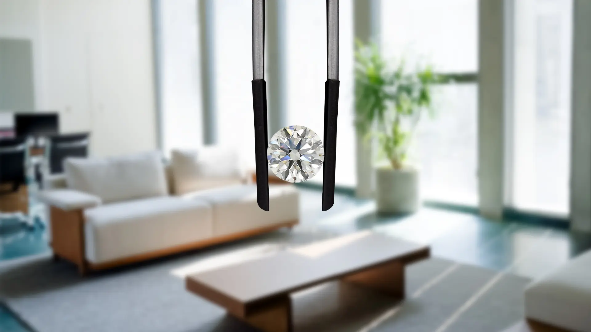 Modern luxury interior showcasing a brilliant diamond